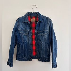Vintage Blanket Lined Plain Pockets Trucker Jacket